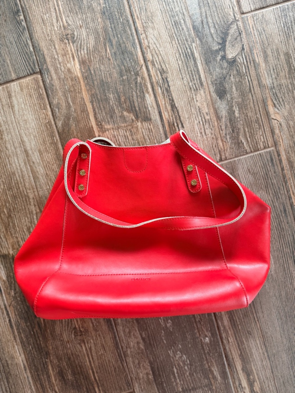 Emma Fox Lipstick Red Leather Shoulder Tote - NWOT